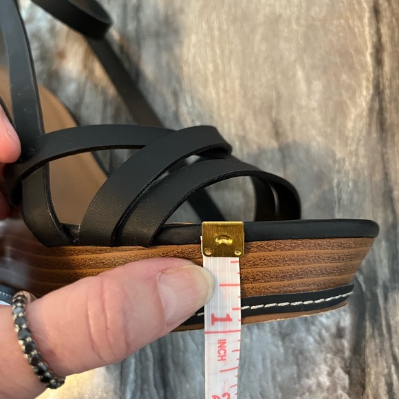 Matisse “Joss” Stacked Wedge Sandals 7.5 Black Leather 5” Heel 1” Platform - Picture 14 of 16